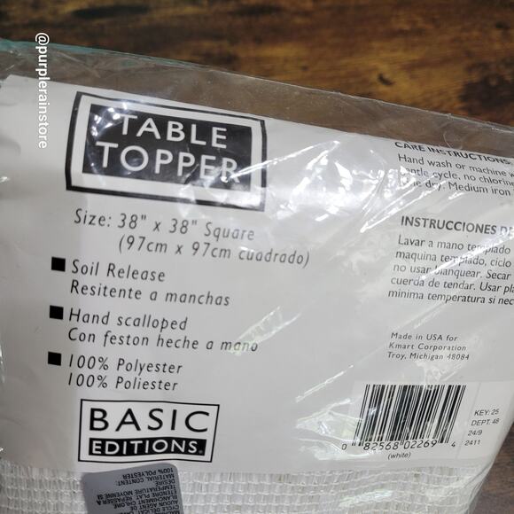 Vtg Basic Edition Heidelberry Floral Lace Table Topper 38x38 Square White NIP - Picture 4 of 5